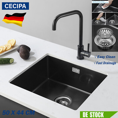 Edelstahl Küchenspüle Einbauspüle Spülbecken Spüle mit Ablaufgarnitur 50x44CM