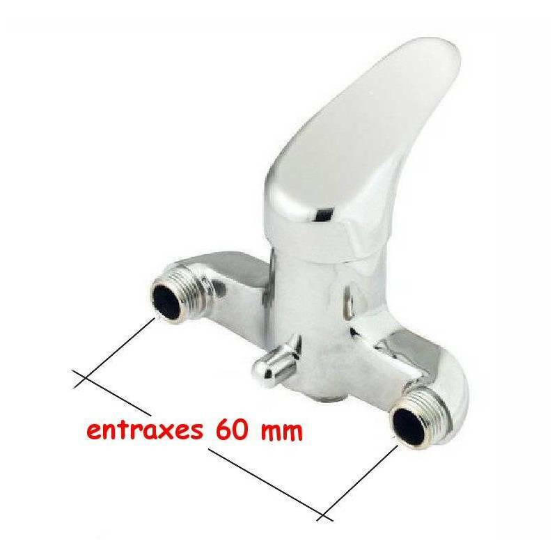 Mitigeur douche entraxe 60 mm en laiton chromé pour remplacer un robinet mural