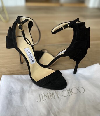 Jimmy Choo Strappy Suede Sandals 4" Heels Ruffle, image 6 of 6