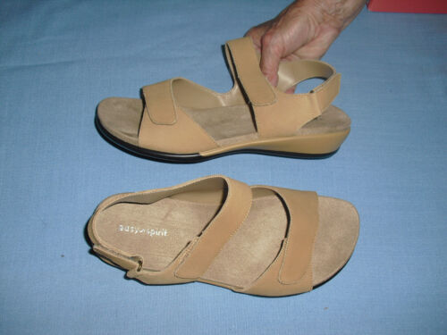 NEW Easy Spirit Hartwell Womens Lt Natural Tan Leather Comfort Sandals Size 8 WW