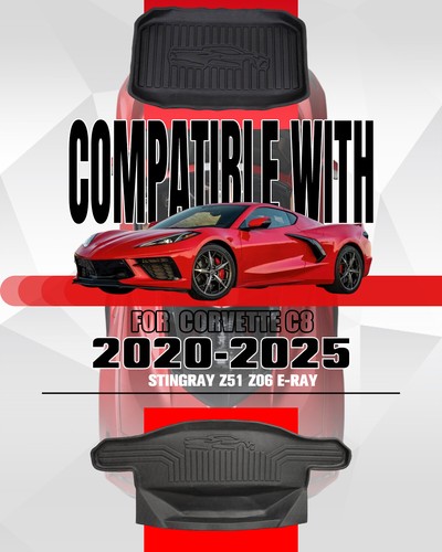 Front & Rear Storage Mat Cargo Floor Tray Liner For Corvette C8 2020-2025 - Picture 2 of 22