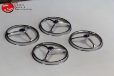 Custom Headlight 5 3/4" Lucas Tri Bar Blue Dot Dual Lamp Trim Covers Set Chevy