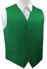 Men's Green Satin Tuxedo Vest. Formal, Wedding, Prom, Dress, Cruise