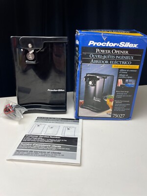 Proctor Silex Power Opener Can Opener Black Vtg Model 75027 New In Dirty Box