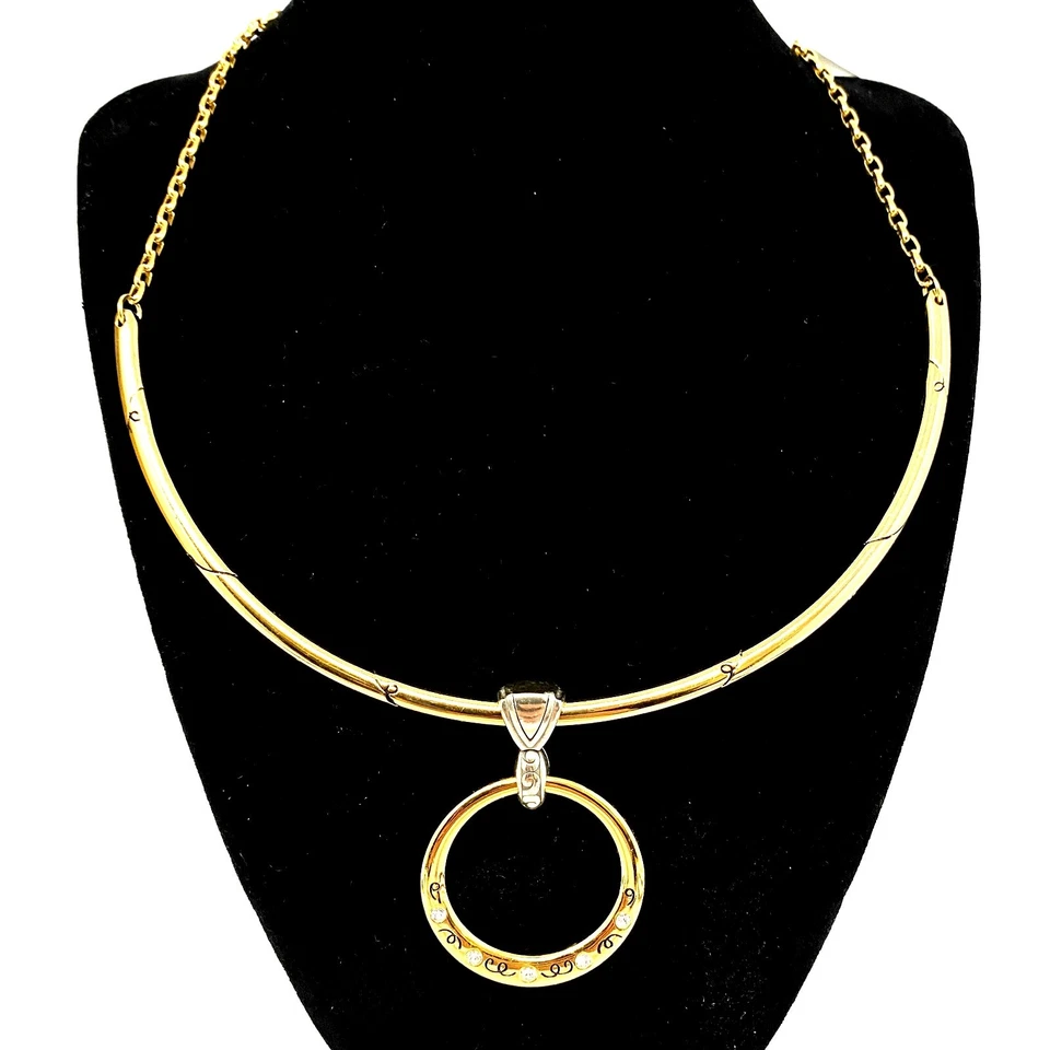 Подписанный BRIGHTON Covet‎ золото и серебро покрытием ожерелье воротник ошейник кристалл мод - Изображение 4 из 4