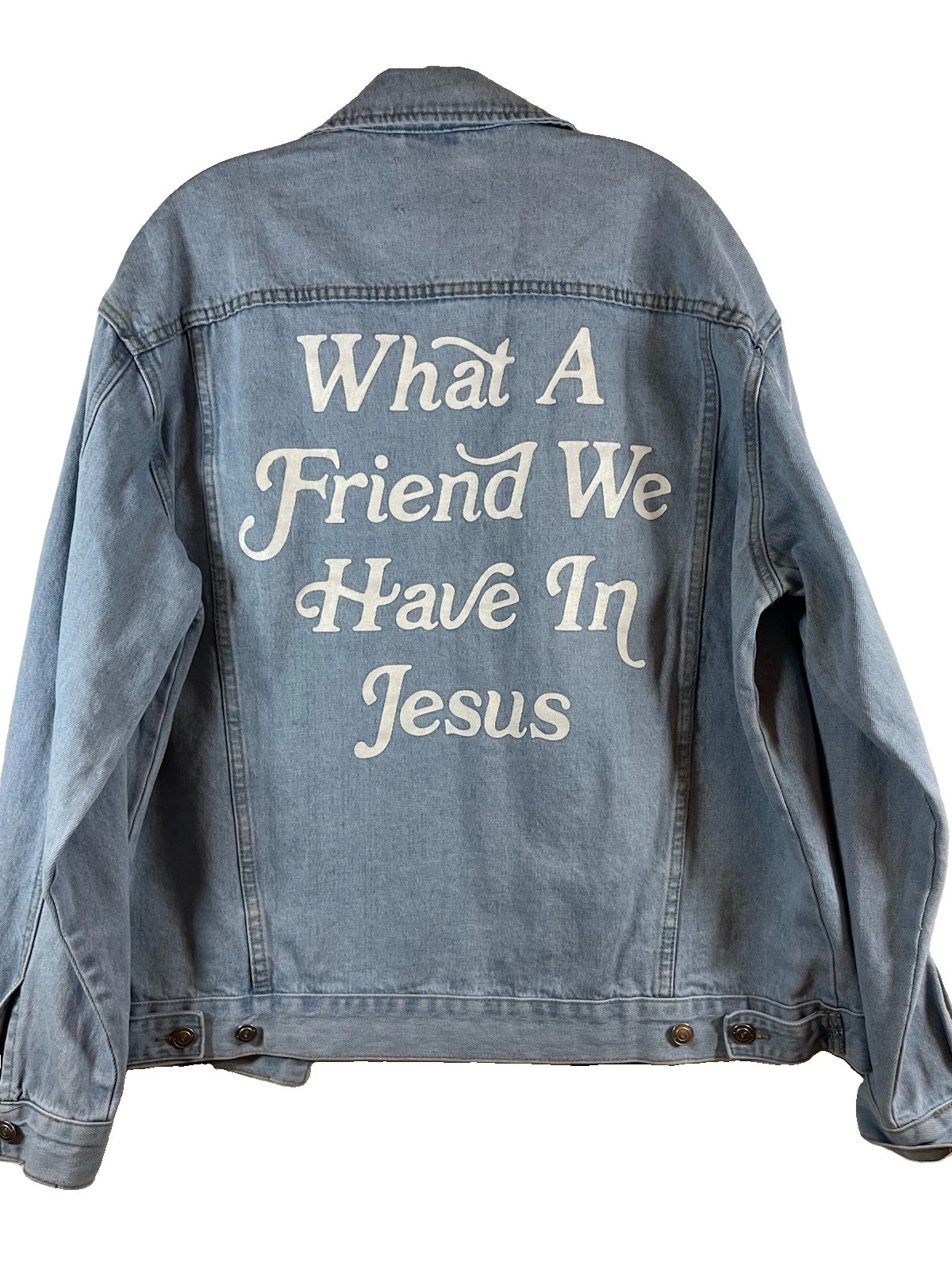 Elevated Faith What A Friend In Jesus Denim Jacket Size Large Unisex Adult - product detail image 10