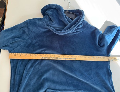 Sudadera con cuello capucha Soft Surroundings para mujer talla grande terciopelo pulóver azul - Imagen 8 de 9
