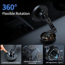 Magnetic Car Phone Holder Wireless Charger   360  Rotatable Fast Charging Stand