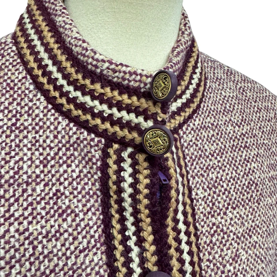 Blazer Vintage Bass New York Tweed Borgoña Oro Borgoña Bolsillos Hecho en Unión EE. UU. M/L Foto 2 de 4