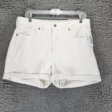 Old Navy Shorts Womens 12 White Stretch High Rise O.G. Straight NWT 