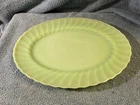 Vintage Anchor Hocking Oval Oven Glass Jadeite Green 13" Ribbed Edge Platter