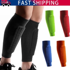 1/2PCS Soccer Shin Guard Socks with Honeycomb Pads Adult Compression Calf Sleeve