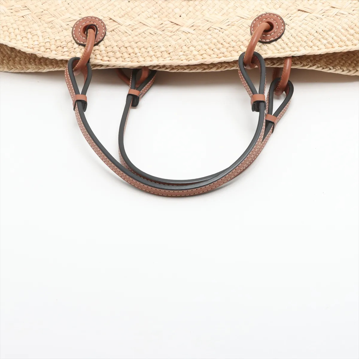 Loewe Anagram Basket medium Raffia x leather Straw bag Beige×Brown