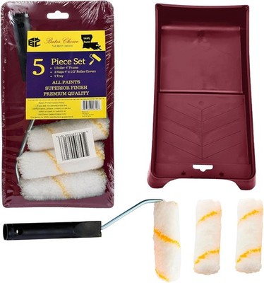 Bates 5pcs Small Paint Tray Roller Brush Kit