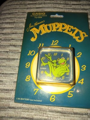 The Muppets Kermit the frog Casio Quartz Travel Alarm Clock NIB 1988 free S/H