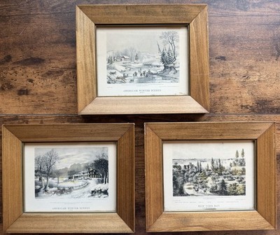 3 Antique Currier & Ives Lithographs Framed (C)