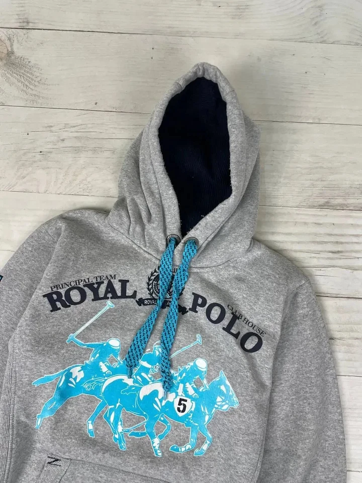 Географическая мужская толстовка с капюшоном регби Norway Royal Polo с большим логотипом размер S серая - Изображение 2 из 4