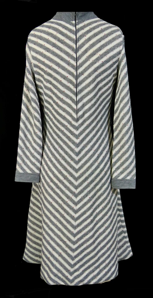 Vestido Retro Mod Chic Vintage Años 70 Tejido Texturizado Chevron Funda con Cinturón Línea A S Foto 2 de 4