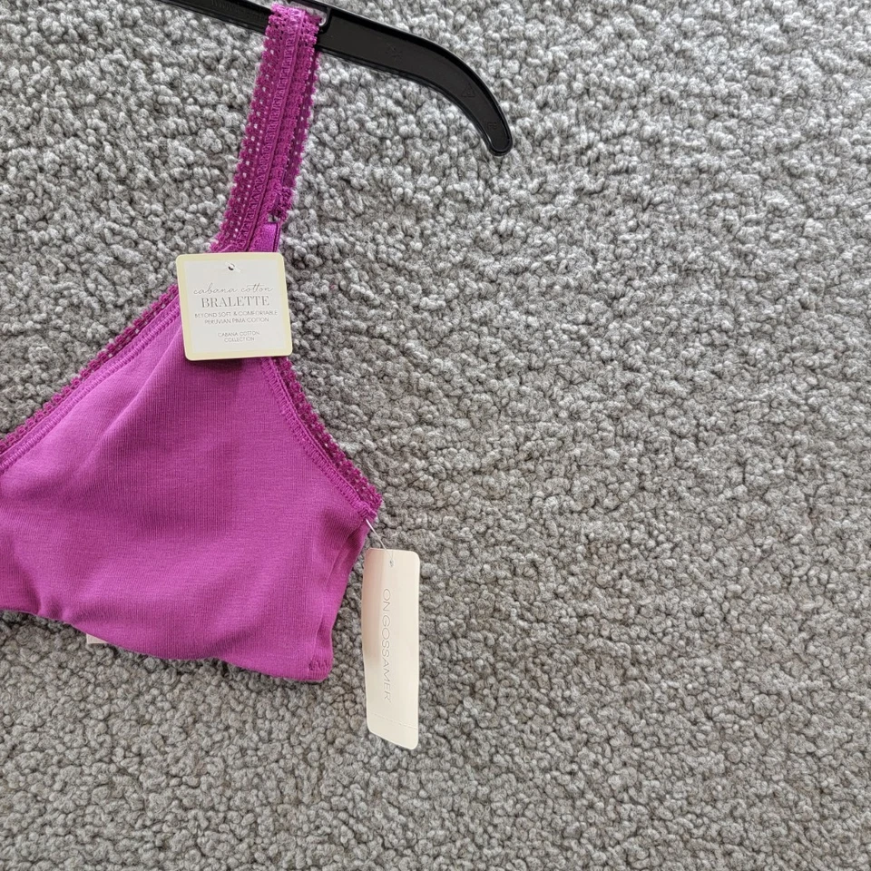 Bralette elástico On Gossamer Cabana para mujer M púrpura pointelle ribete gancho y ojo Foto 4 de 4