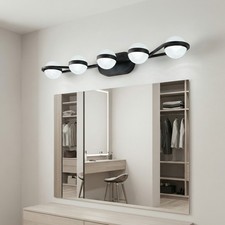 35'' Vanity Light 5 Lights Fixture Acrylic Shade for Bathroom Mirror Wall Black