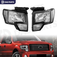 For 2009-2014 Ford F-150 Headlight Halogen Smoked Driver & Passenger Side Black