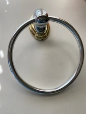 Polished Chrome Brass Accents 5 1/2inch Towel Ring w/Hardware NICE
