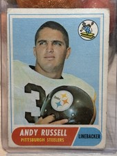 1968 Topps Andy Russell Rookie Card #163 Pittsburgh Steelers Low Grade