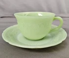 Vintage Fire-King Jadeite Tea Cup and Saucer "Alice" Pattern