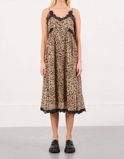 Molly Bracken Leopard Babydoll Dress Beige