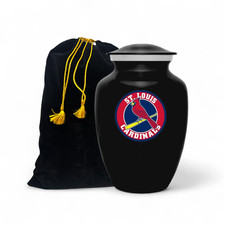 St. Louis Cardinals Baseball Style Cremation Urn Adult Ashes Black Metal 8 Inch