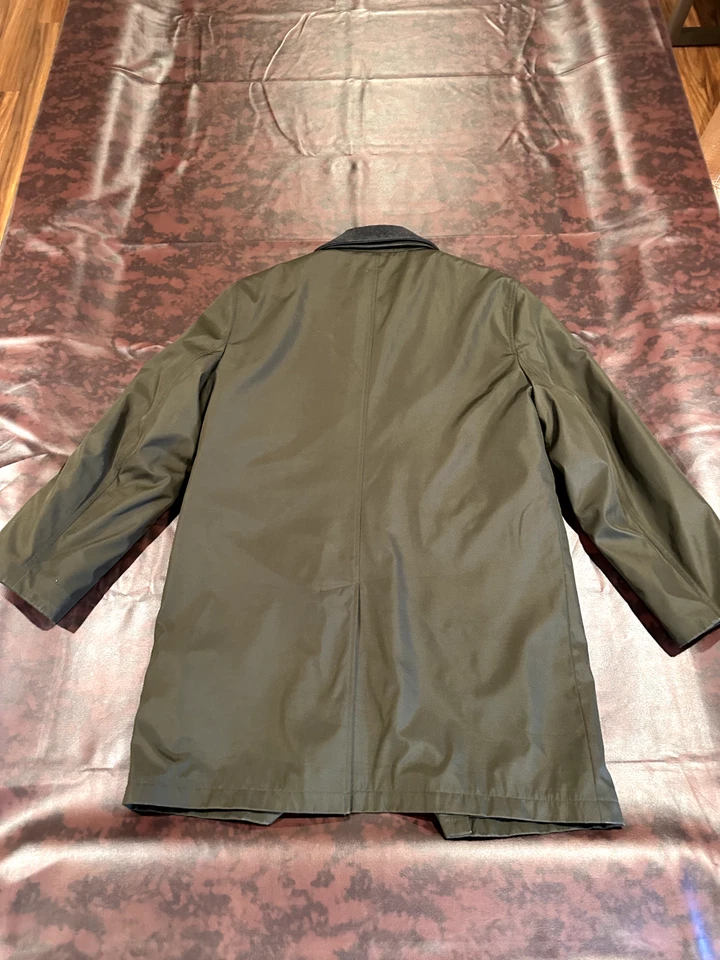 London Fog - Abrigo de lluvia forrado, verde bosque, para hombre, talla 40, mediano, cuello de lana Foto 2 de 4
