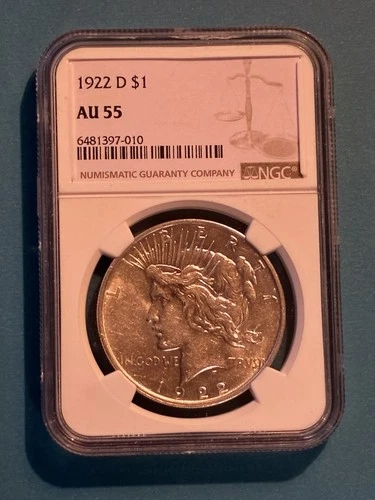 1922 D Peace Dollar - NGC - AU 55