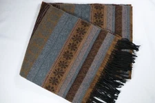 Wool Striped Brown Gray 56" X 70" Pashmina/Lap Blanket
