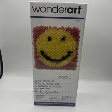 WonderArt 8x8 Smiley Face Latch Hook Kit Beginner Easy Craft New Hippie Retro 01