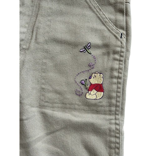 Winnie The Pooh Pants Girl Size 7/8M Beige Embroidered Just Pooh Drawstring - Picture 2 of 7