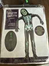 Glow in the dark Skeleton Halloween Costume Child Size Medium 8-10 New