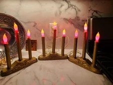 3 Vintage Christmas 3 Light Window Drip Candle Electric Candelabra Candolier