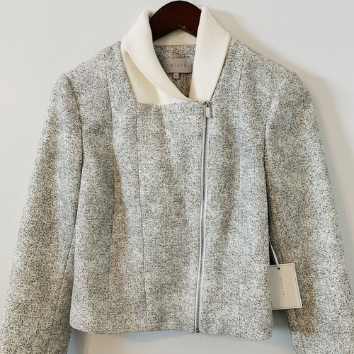1. Chaqueta de Motocicleta con Cremallera Completa Talla S Mangas Largas Blanca Gris Forrada Moderna ¡NUEVA CON ETIQUETAS! - Imagen 3 de 12