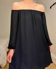 Navy Blue Off The Shoulder Chiffon Dress | Urban Outfitters | NWOT