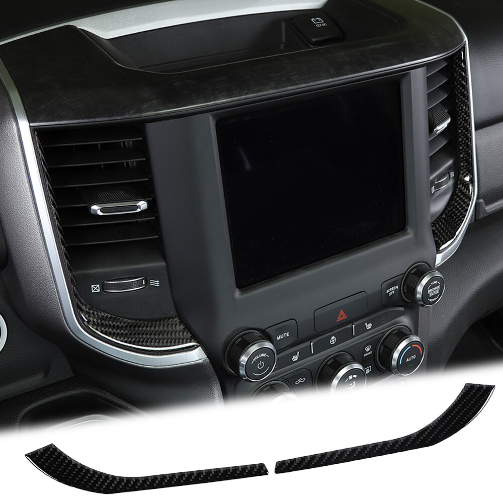 Carbon Fiber AC Vent Trim For 2018+ Dodge Ram 1500 Center Console | Interior Decor Strips