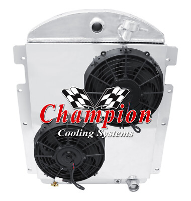 AAR 3 Row Radiator Chevy Config,10'' Fans,Shroud-1938 Chevrolet HE V8 Conv