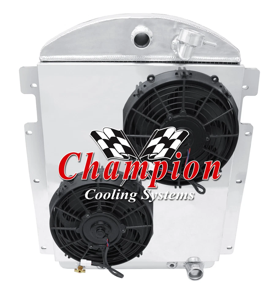 RN 3 Row Radiator Chevy Config,10" Fans,Shroud-1938 Chevrolet HE V8 Conv Foto 3 de 4