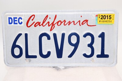 2011 Issued Expired California License Plate 6LCV931 '' 2015 Registration Sticker