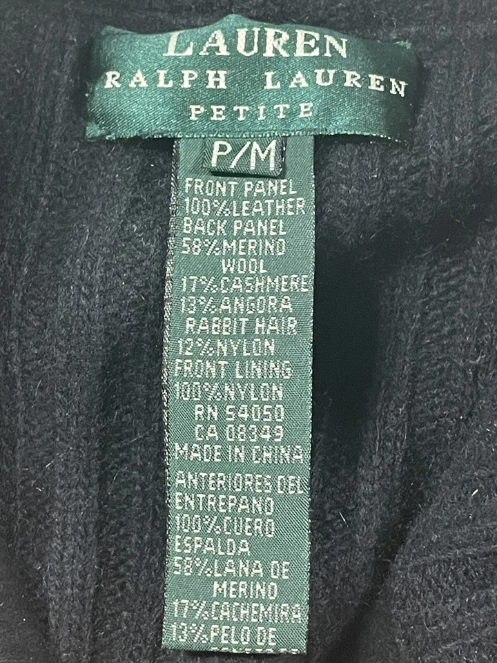 Chaleco Lauren Ralph Lauren Mujer P/M Cuero Negro Cachemira Angora Lana Merino Foto 2 de 4