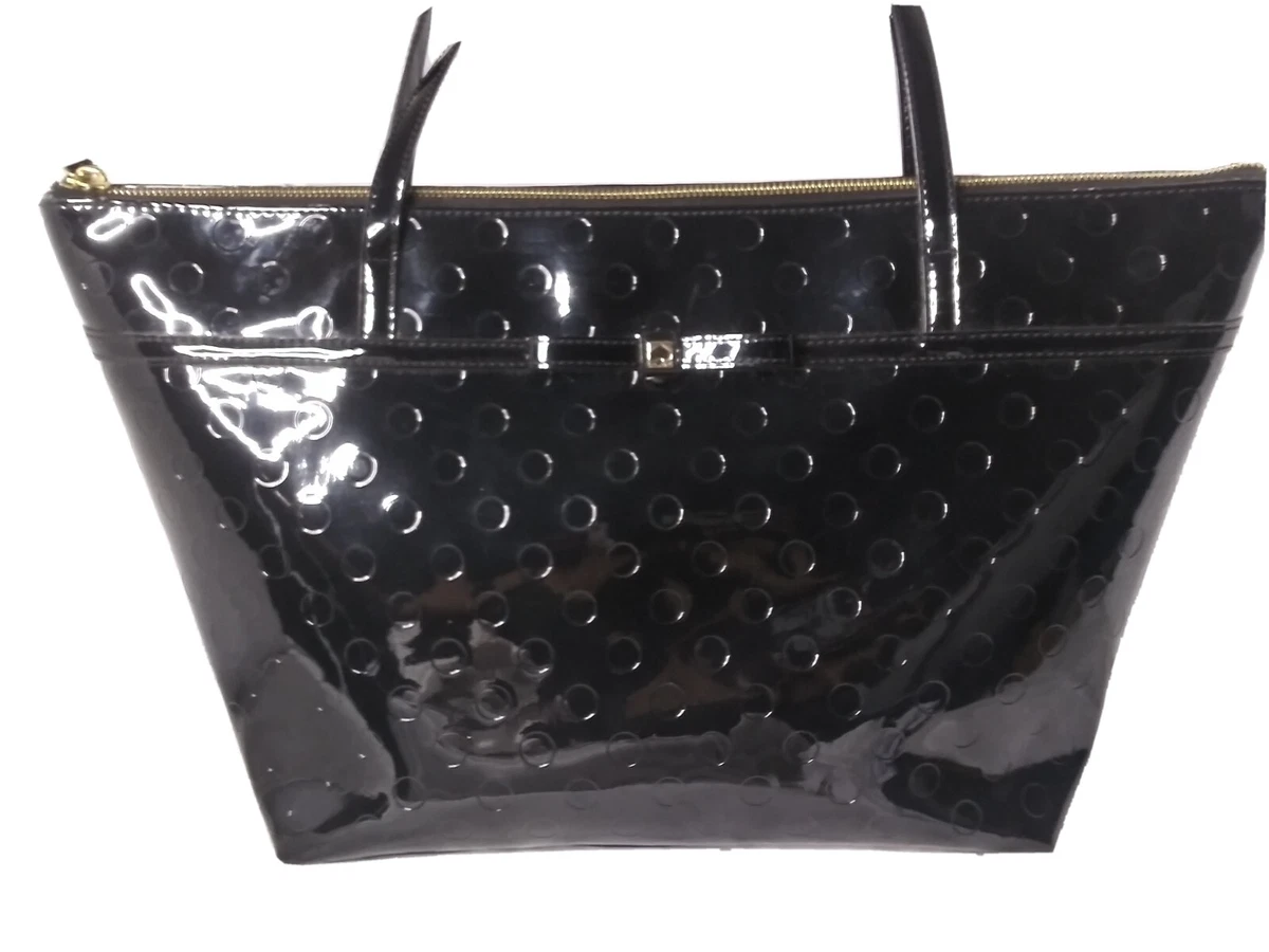 Kate Spade Camellia Street Jeralyn Embossed Glossy Tote HandBag Black Op  Art | eBay