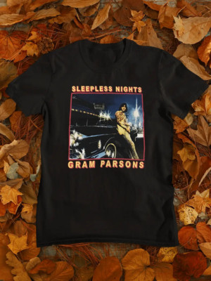 Sleepless Nights Gram Parsons Black T-Shirt Cotton All Size