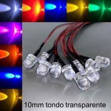 10mm LED cablato tondo molto luminoso diodo Resistore 10mm IT