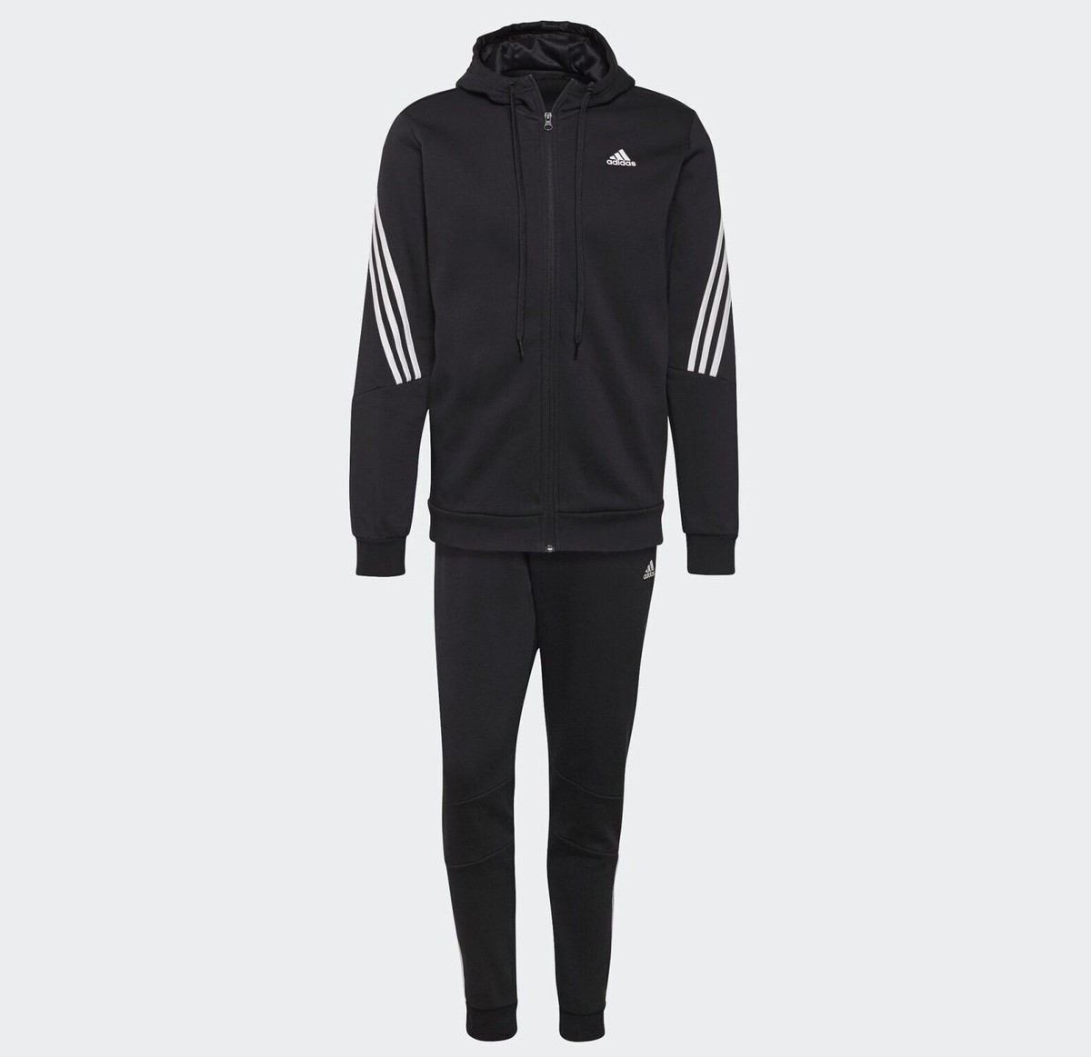 Mens Adidas Tracksuit Bottoms Full Zip Jacket Black Trousers Pants