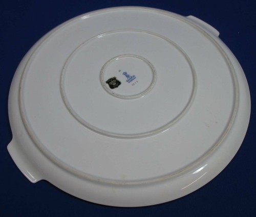 KAISER PORCELAIN W. GERMANY HANDLED 13.75"DIA CHARGER / TRAY PINK ROSES - Picture 2 of 4