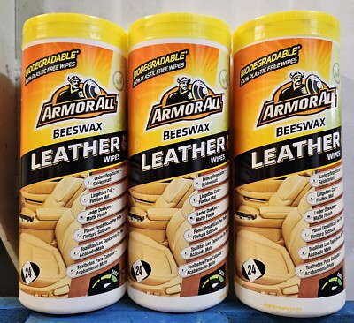 3x ARMOR ALL Lederpflegetücher (3x24 Stück) Reinigung und Pflege mit Bienenwachs